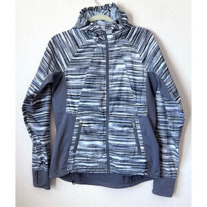 Marmot Womens Size Medium Lightweight Windbreaker Jacket Gray Striped Hiking